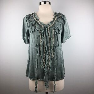 Lala Ribbon Strands‎ Silk Blouse Top Small